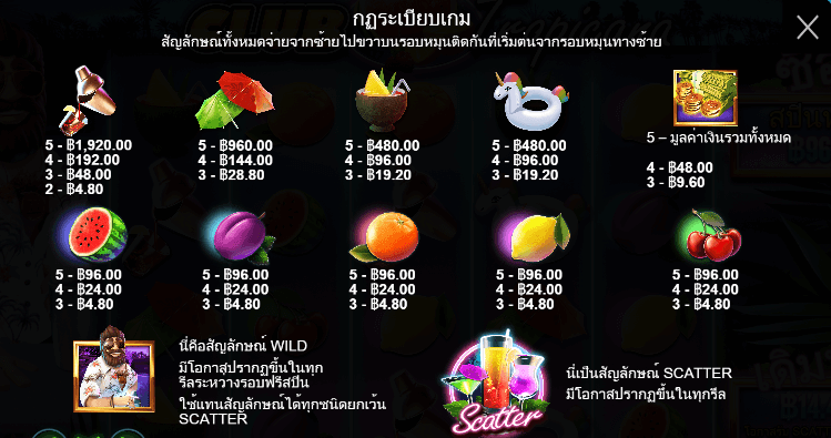 Club Tropicana สล็อตค่าย PRAGMATIC PLAY เครดิตฟรี สล็อต XO