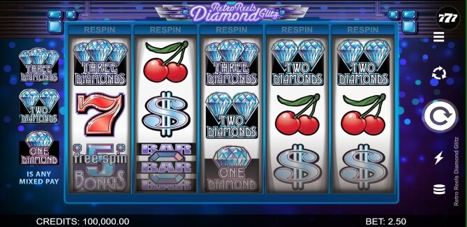 Retro Reels Diamond Glitz Microgaming slotxo แจกเครดิตฟรี slotxo119