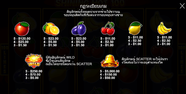 Shining Hot 100 สล็อตค่าย PRAGMATIC PLAY เครดิตฟรี สล็อต XO