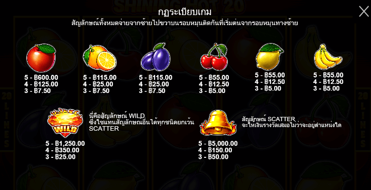 Shining Hot 20 สล็อตค่าย PRAGMATIC PLAY เครดิตฟรี สล็อต XO