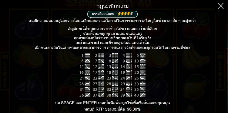 Shining Hot 40 PRAGMATIC PLAY เล่นผ่านเว็บ SLOTXO เว็บตรง